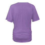 Assorted Spring Colors V-neck pleated T-shirt