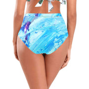 Blue Swirl Women's High-Waisted Bikini Bottom (S13)