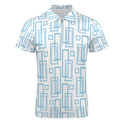 Turquoise Geo Short Sleeve Christian Polo Shirt