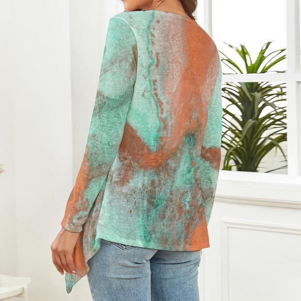 Teal Marble Cardigan