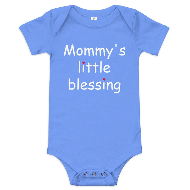 Mommy's Little Blessing Christian Onesie Heather Columbia Blue