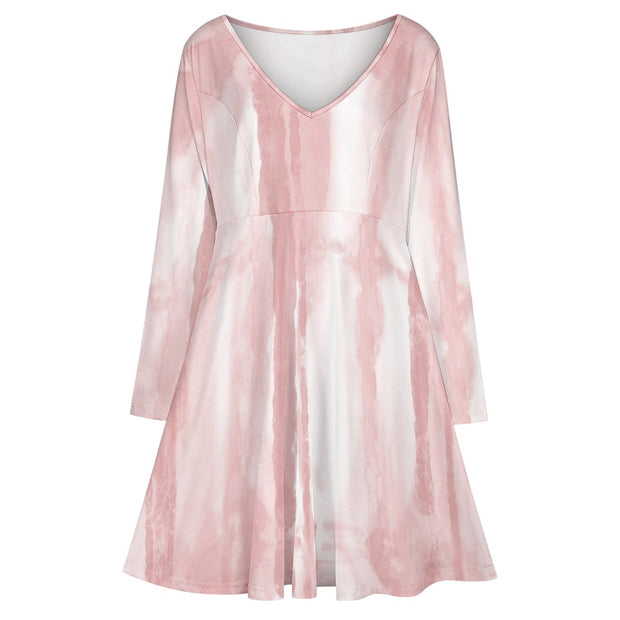 Pink Strokes V-neck dress