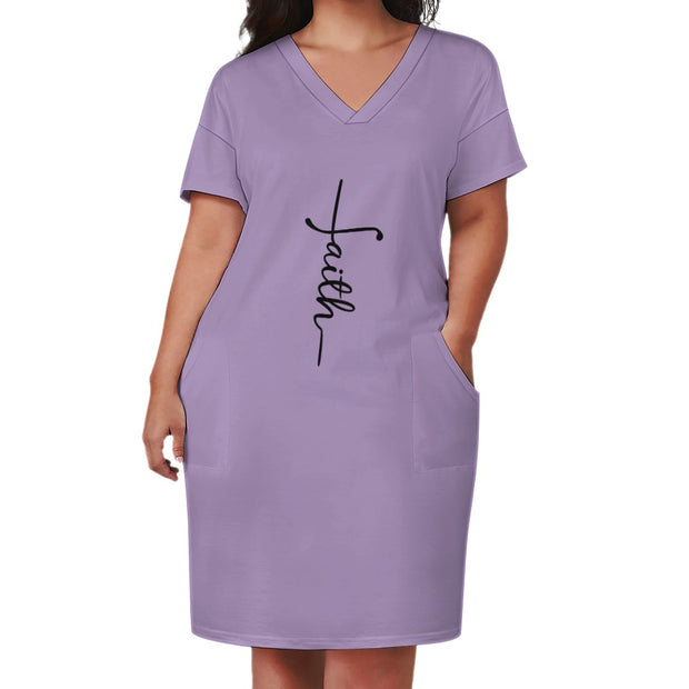 Faith Lavender Loose Pocket Christian Dress