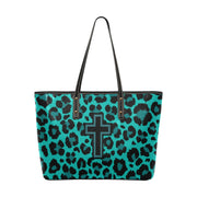 Teal Cheetah Leather Christian Handbag