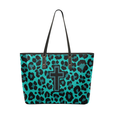 Teal Cheetah Leather Christian Handbag