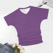 Assorted Colors V-neck pleated T-shirt