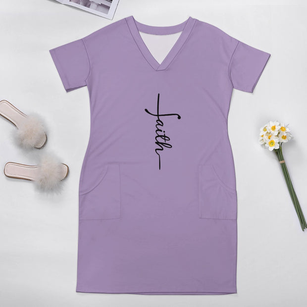 Faith Lavender Loose Pocket Christian Dress