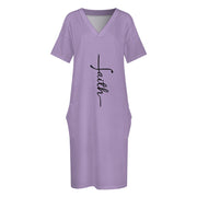 Faith Lavender Loose Pocket Christian Dress