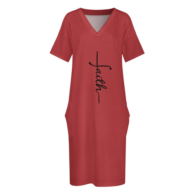 Faith Berry Loose Pocket Christian Dress