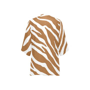 Brown Zebra Stripe Women's Chiffon Kimono