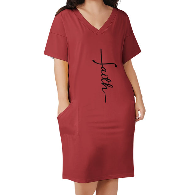 Faith Berry Loose Pocket Christian Dress