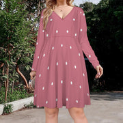 Mauve Dot V-neck dress