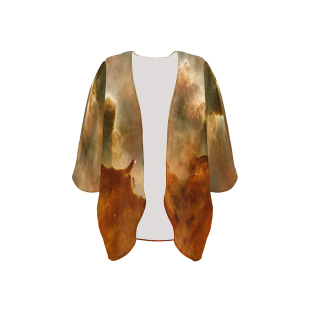 Brown Marble Women's Chiffon Kimono