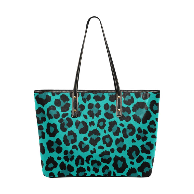 Teal Cheetah Leather Christian Handbag