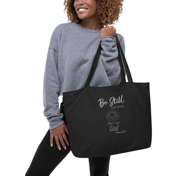 Be Still Large Organic Christian Tote 