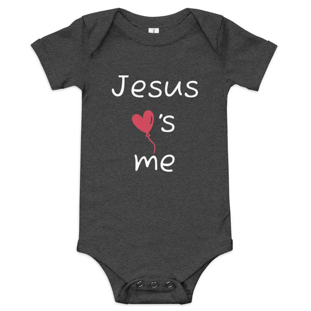 Jesus Loves Me Christian Onesie Dark Grey heather