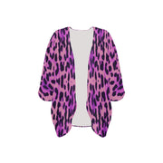 Purple Cheetah Women's Chiffon Kimono)