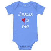 Jesus Loves Me Christian Onesie Heather Blue Columbia