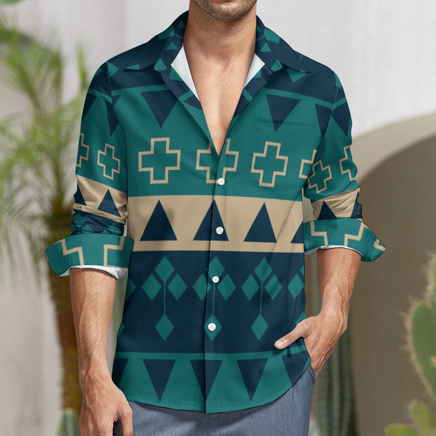 Teal Southwest One Pocket Long Sleeve Christian Shirt