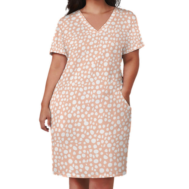 Pink Dot Loose pocket dress