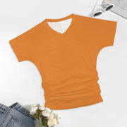 Assorted Colors V-neck pleated T-shirt