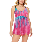 Multi Tie-dye Chest Pleat Swim Dress