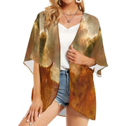 Brown Marble Women's Chiffon Kimono