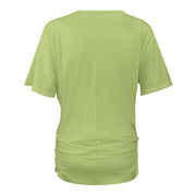 Assorted Spring Colors V-neck pleated T-shirt