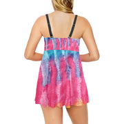 Multi Tie-dye Chest Pleat Swim Dress