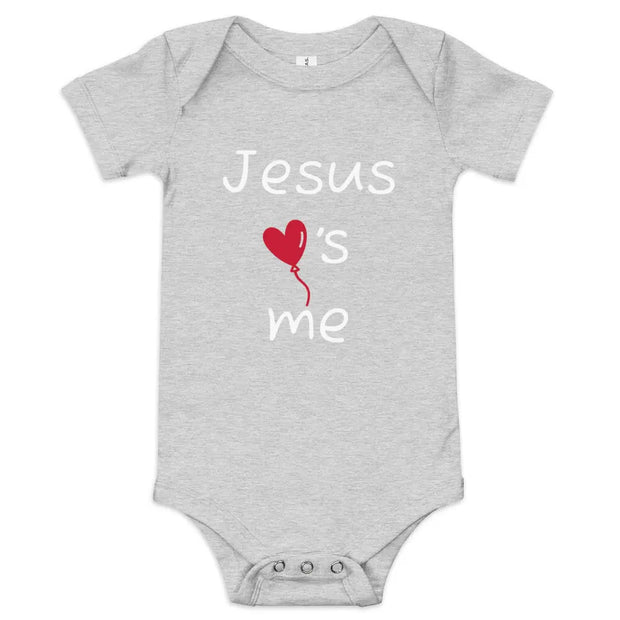 Jesus Loves Me Christian Onesie Athletic Heather