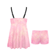 Pink Sky Chest Pleat Swim Dress