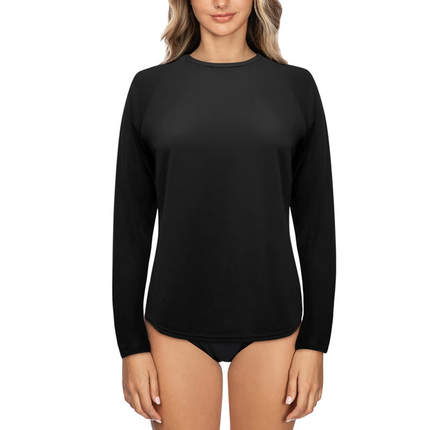 Black Women's Long Sleeve Swim Shirt