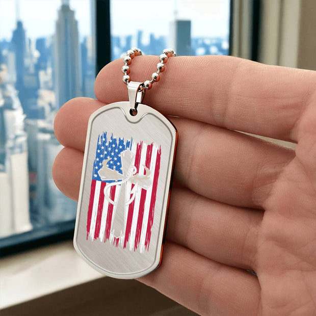 Patriotic Sportsman Cross Christian Necklace