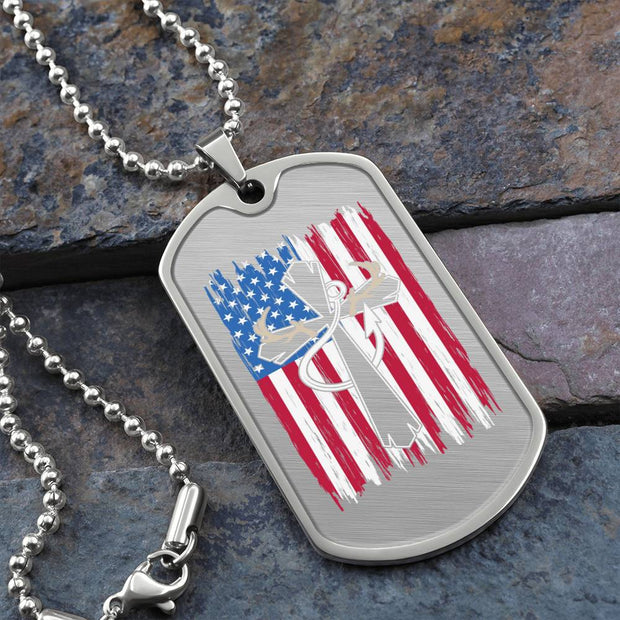 Patriotic Sportsman Cross Christian Necklace