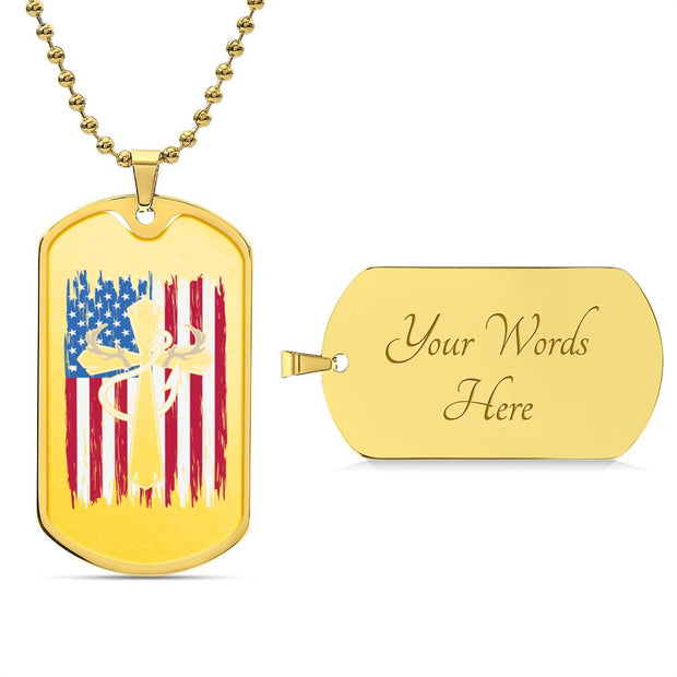 Patriotic Sportsman Cross Christian Necklace