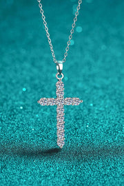 925 Sterling Silver Cross Moissanite Necklace - Image #1