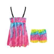 Multi Tie-dye Chest Pleat Swim Dress