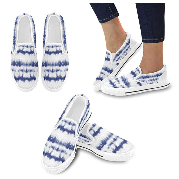 Blue Tie-dye Slip-on Canvas Women's Shoes