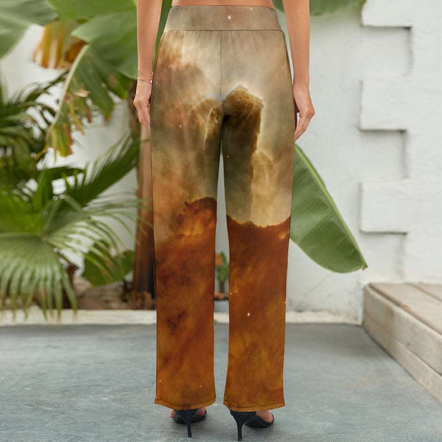 Brown Marble Women's Wide Leg Pants