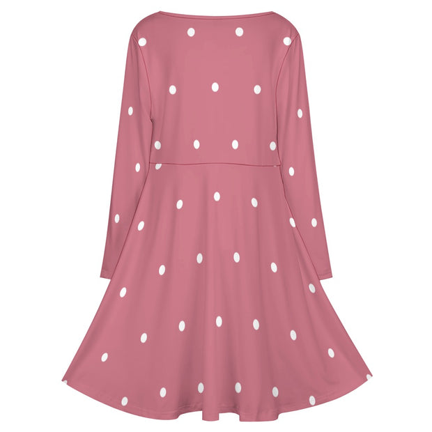 Mauve Dot V-neck dress