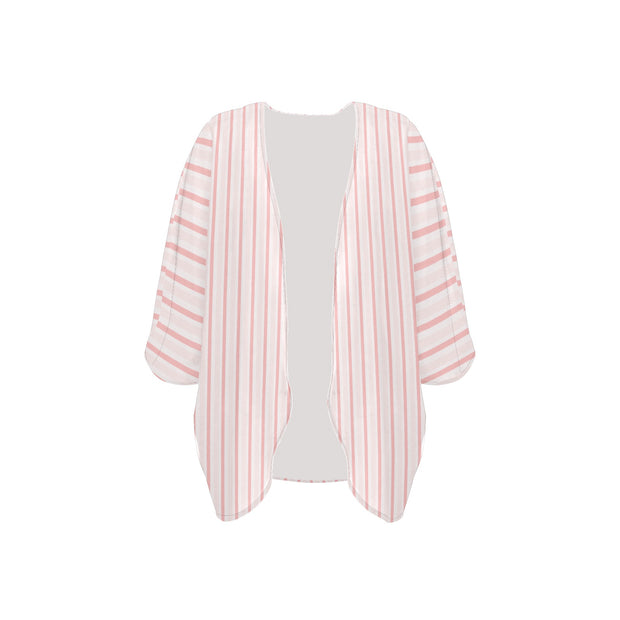 Pink Stripe Women's Chiffon Kimono