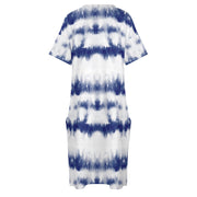 Blue Tie-dye Loose Pocket Dress