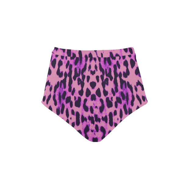 Purple Cheetah Women's High-Waisted Bikini Bottom