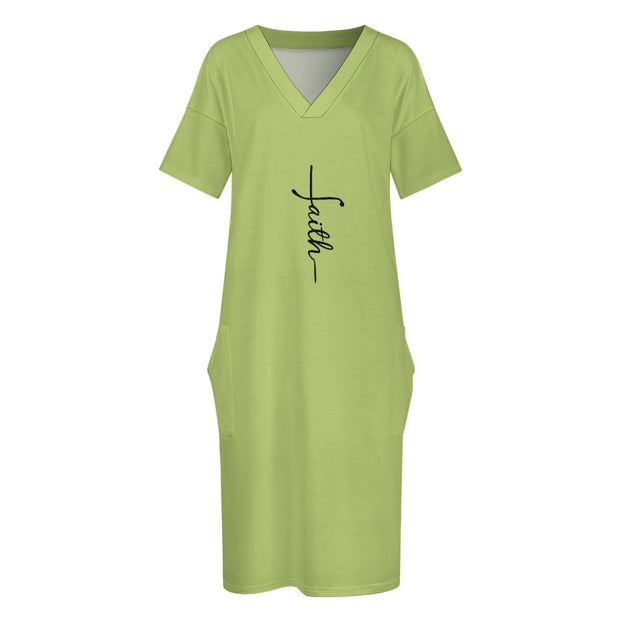 Faith Green Loose pocket Christian dress