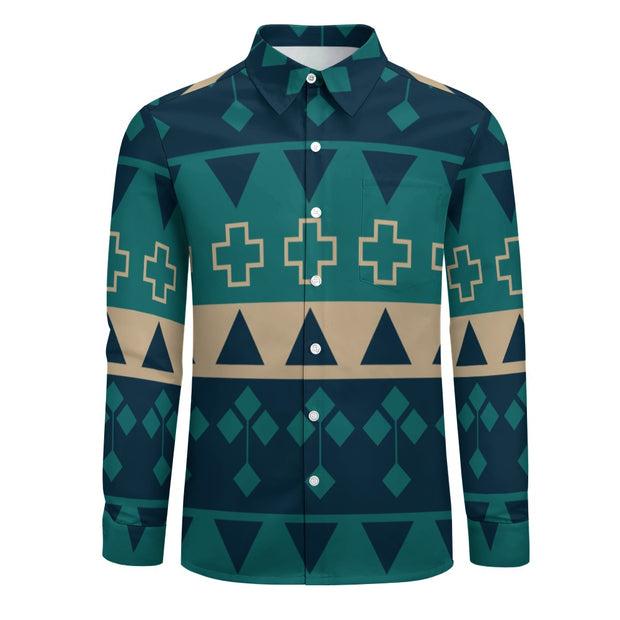 Teal Southwest One Pocket Long Sleeve Christian Shirt