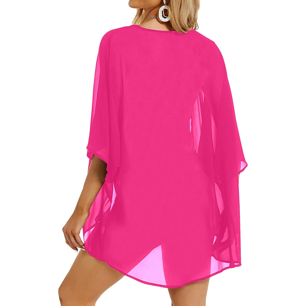 Deep Pink Women's Chiffon Kimono