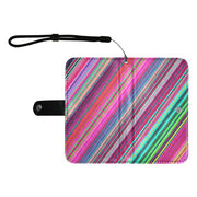 Pink Stripe Flip Leather Purse for Mobile Phone