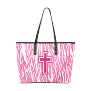 Pink Zebra Leather Christian Handbag