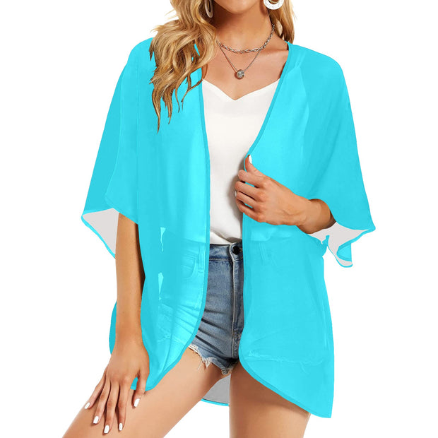 Turquoise Women's Chiffon Kimono