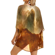 Brown Marble Women's Chiffon Kimono